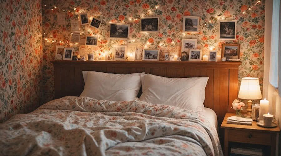 Cottagecore Bedroom With Fairy Lights